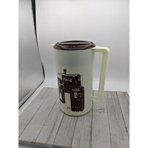 Vintage Coca Cola Collectible Coke Tan 2 Quart Pitcher Brown Lid Years 1893-1951